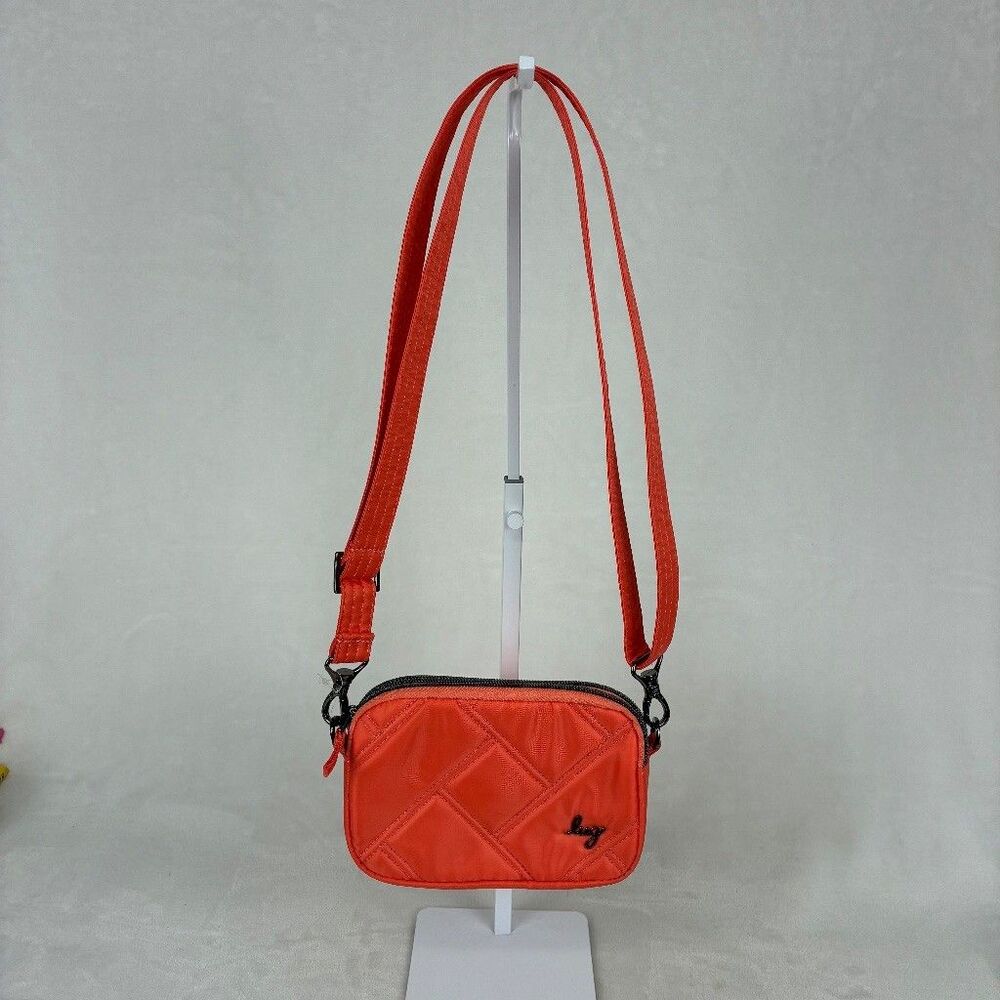 Lug Coupe SE Quilted Nylon Crossbody Bag Coral Zip Sporty Athleisure Travel